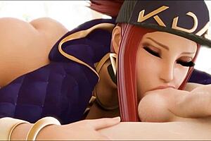 League of Legends porn video with Akali in 3D