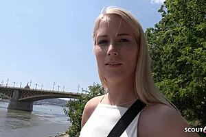 German scout Sharon's outdoor adventure turns into rough sex