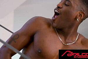 Muscular hunk gets deepthroated by big cock in gay movie