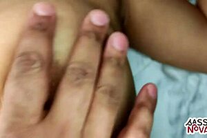 Enjoying the pleasure of fondling her perfect breasts and having her big nipples stimulated