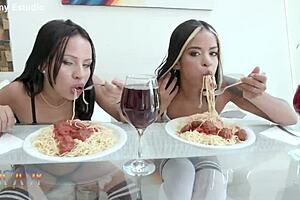 Hot babes get double penetrated in intense porn action