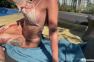 Beautiful girl from the pool makes great love