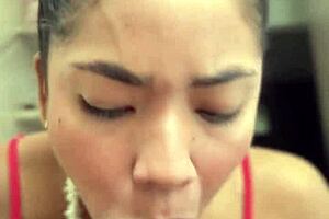 Natural tits and deepthroat action in big cock POV