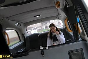 Public encounter with a hot teen named Jenny Doll in a fake taxi ride