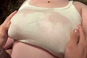 Big tits and round ass amateur gets big black cock in tit fuck