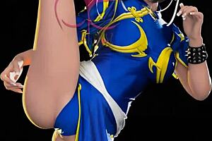 Beautiful brunette sex doll in the hot scene from an anime video