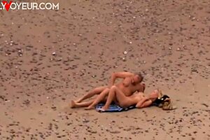 Public missionary sex on the beach with a big tits babe
