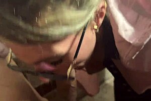 Public deepthroat gagging with a tatted up trafficker
