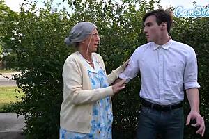 Horny grandma gets off on public sex and squirts