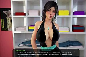 Beautiful MILF with big natural breasts in a cartoon porn game