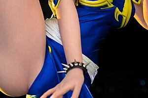 Beautiful brunette sex doll in the hot scene from an anime video