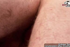Gay couple with body hair try anal sex without condoms in homemade porn