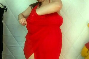 Trying out dresses without any inhibition