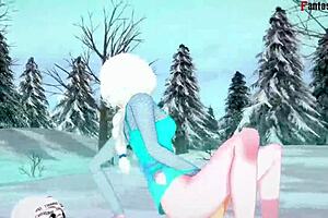 Elsa in hardcore sexual experience in Frozen fantasy
