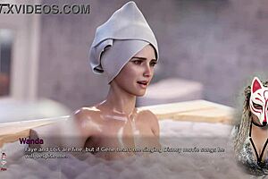 Ms. Denver’s 3D game: Peeping hot brunette MILF in the bath