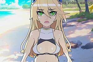 3D animated hentai with Blazblue characters outdoors