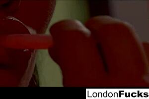 London Kaye and Capri in hot lesbian scene with candy