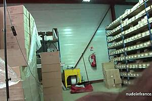 Hardcore amateur action in a warehouse with a teen