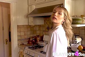 Petite blonde teen Ashley Nash in solo striptease show