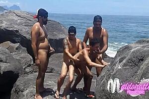 Public beach in Rio de Janeiro, Brazil, gay sex outdoors