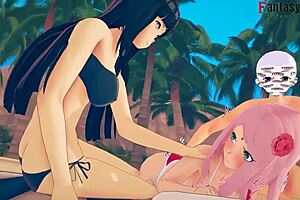 Hinata and Sakura get jealous in this Naruto hentai