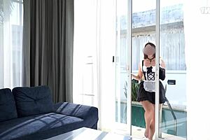 A chubby girl with a nice ass helps with the chores and enjoys a facial