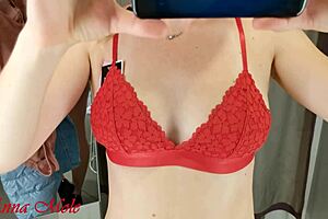 Beautiful girl with the perfect body in a compilation of fitting room scenes