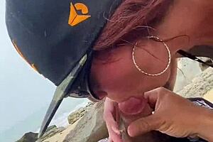 Alternative blonde gets some African dick in her ass on the beach