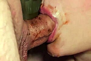 German goth girlfriend's big cock BJ with Nutella