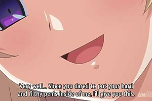 Beautiful big-boobed anime babe gets a huge load of cum - subtitled