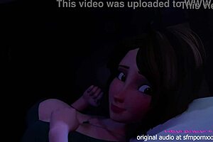 Brunette MILF in green top and red knickers in 3D