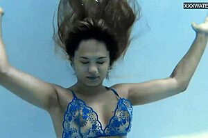 Irina Cage's Russian and Spanish heritage shines through in this nude swimming scene