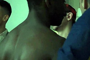 Big dick gay party with black and white men