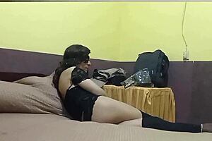 Young transgender girl in a short skirt, thigh highs and crossdresser sex scenes