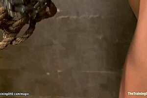 Tiny black tits fuck in bondage
