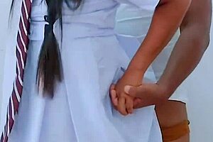 Beautiful Asian couple has hot sex and gets creampied