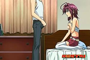 Step-sister and step-brother caught in the act in this hentai video