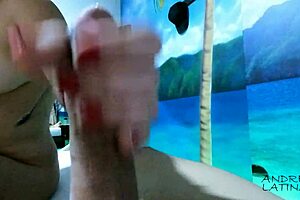 A homemade video of a POV nature with a chubby cock massage and a handjob