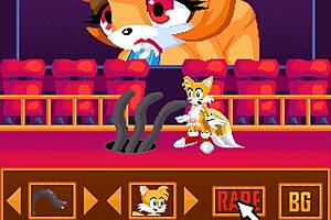 A collection of erotic images of a failed love potion in the style of a classic video game