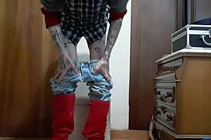 Solo boy’s solo performance with fake pussy and big dick