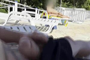 Public pool handjob leads to wild amateur gay sex