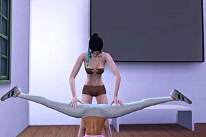 Shaved and big tits homemade lesbian scene in The Sims 4