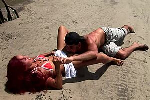 Beautiful couple enjoys passionate sex on a secret island