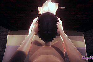 3D Hinata blowjob and creampie action in an orgy