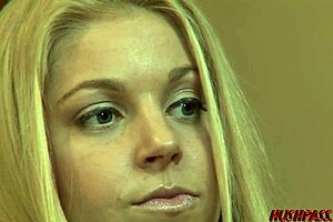 Beautiful blonde called Holly gets her wet pussy pierced and face covered with cum