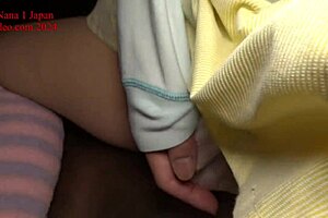Pretty amateur Asian's embarrassing solo play with diaper soiled urine