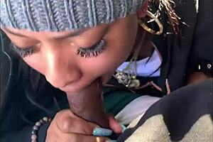 Beautiful female snowboarder gives the best blow job