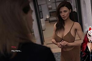 Cartoon adult game with sexy lingerie and brothel ambiance