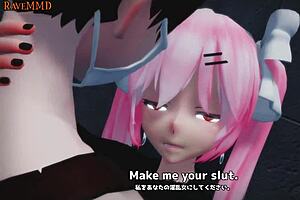 3D animated vampire sucking in Miku style