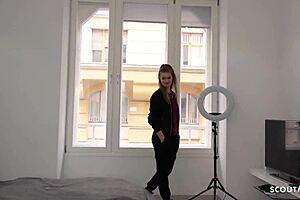Young German blonde gets wild in public roleplay sex
